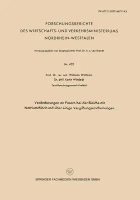 Weltzien |  Veränderungen an Fasern bei der Bleiche mit Natriumchlorit und über einige Vergilbungserscheinungen | Buch |  Sack Fachmedien