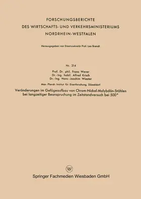 Wever |  Wever, F: Veränderungen im Gefügeaufbau von Chrom-Nickel-Mol | Buch |  Sack Fachmedien