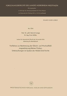 Lange | Lange, H: Verfahren zur Bestimmung der Gleich- und Wechselfe | Buch | 978-3-663-03868-9 | sack.de