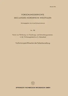 Loparo |  Verformungseinflüsse bei der Feilenherstellung | Buch |  Sack Fachmedien
