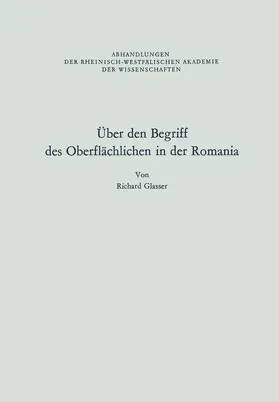 Glasser |  Über den Begriff des Oberflächlichen in der Romania | Buch |  Sack Fachmedien