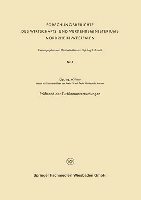 Fister |  Prüfstand der Turbinenuntersuchungen | Buch |  Sack Fachmedien