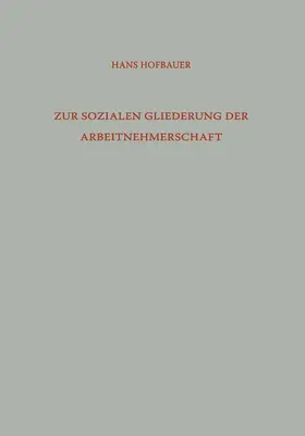 Hofbauer |  Zur Sozialen Gliederung der Arbeitnehmerschaft | Buch |  Sack Fachmedien