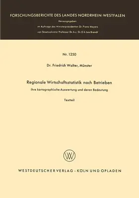 Walter |  Regionale Wirtschaftsstatistik nach Betrieben | Buch |  Sack Fachmedien