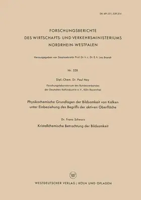 Ney |  Physikochemische Grundlagen der Bildsamkeit von Kalken unter Einbeziehung des Begriffs der aktiven Oberfläche | Buch |  Sack Fachmedien