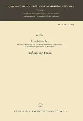Barz |  Prüfung von Feilen | Buch |  Sack Fachmedien