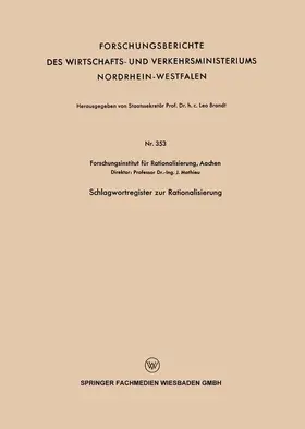 Mathieu |  Schlagwortregister zur Rationalisierung | Buch |  Sack Fachmedien