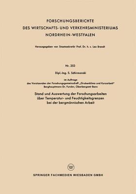 Schirmanski | Schirmanski, S: Stand und Auswertung der Forschungsarbeiten | Buch | 978-3-663-04134-4 | sack.de