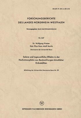 Priester | Priester, W: Solare und tageszeitliche Effekte in der Hochat | Buch | 978-3-663-04137-5 | sack.de