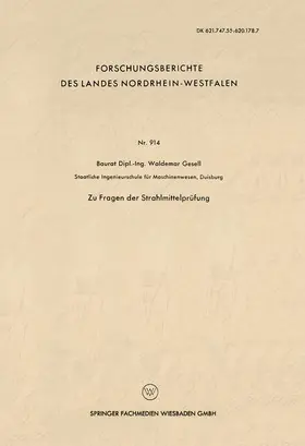 Gesell |  Zu Fragen der Strahlmittelprüfung | Buch |  Sack Fachmedien