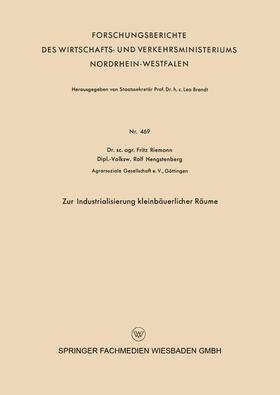 Riemann | Riemann, F: Zur Industrialisierung kleinbäuerlicher Räume | Buch | 978-3-663-04163-4 | sack.de