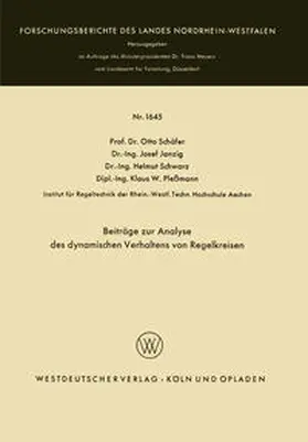 Schäfer / Janzig / Schwarz |  Beiträge zur Analyse des dynamischen Verhaltens von Regelkreisen | eBook | Sack Fachmedien