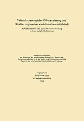 Kätsch |  Teilstrukturen sozialer Differenzierung und Nivellierung in einer westdeutschen Mittelstadt | eBook | Sack Fachmedien