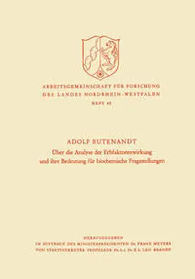 Butenandt |  Über die Analyse der Erbfaktorenwirkung und ihre Bedeutung für biochemische Fragestellungen | eBook | Sack Fachmedien