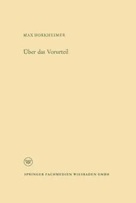 Horkheimer |  Über das Vorurteil | eBook | Sack Fachmedien