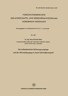 Klein | Die nichtstationären Strömungsvorgänge und der Wärmeübergang in einem Schwingfeuergerät | E-Book | www.sack.de