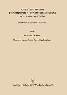 Klemm | Über neue Sauerstoff- und Fluor-haltige Komplexe | E-Book | www.sack.de