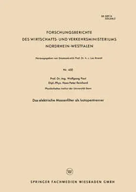 Paul |  Das elektrische Massenfilter als Isotopentrenner | eBook | Sack Fachmedien