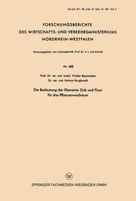 Baumeister |  Die Bedeutung der Elemente Zink und Fluor für das Pflanzenwachstum | eBook | Sack Fachmedien