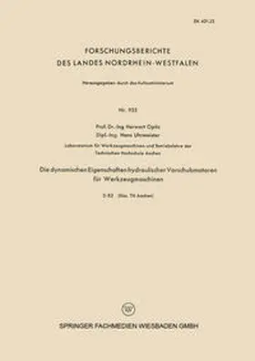 Opitz | Die dynamischen Eigenschaften hydraulischer Vorschubmotoren für Werkzeugmaschinen | E-Book | www.sack.de
