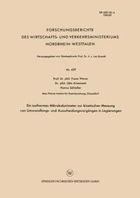 Wever | Ein isothermes Mikrokalorimeter zur kinetischen Messung von Umwandlungs- und Ausscheidungsvorgängen in Legierungen | E-Book | www.sack.de