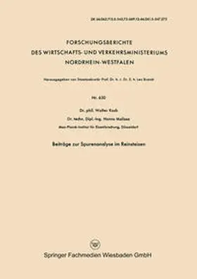 Koch |  Beiträge zur Spurenanalyse im Reinsteisen | eBook | Sack Fachmedien