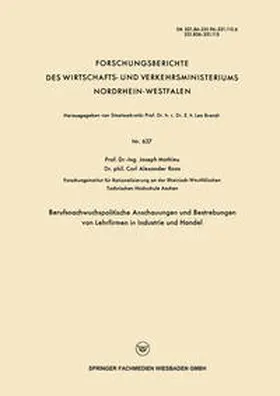 Mathieu | Berufsnachwuchspolitische Anschauungen und Bestrebungen von Lehrfirmen in Industrie und Handel | E-Book | www.sack.de