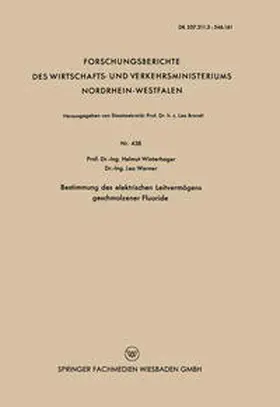 Winterhager |  Bestimmung des elektrischen Leitvermögens geschmolzener Fluoride | eBook | Sack Fachmedien