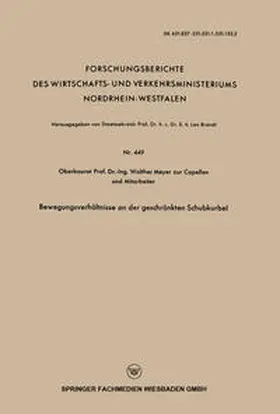 Meyer Zur Capellen |  Bewegungsverhältnisse an der geschränkten Schubkurbel | eBook | Sack Fachmedien