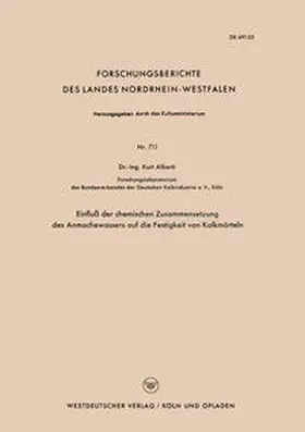 Alberti | Einfluß der chemischen Zusammensetzung des Anmachewassers auf die Festigkeit von Kalkmörteln | E-Book | www.sack.de