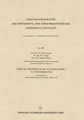 Kienzle |  Einfluß der Oberfläche auf das Verschleißverhalten von Schmiedegesenken | eBook | Sack Fachmedien