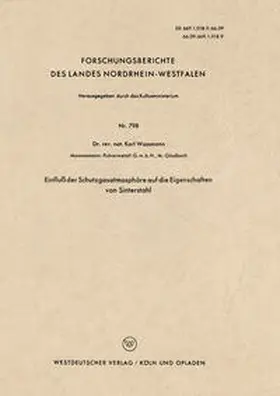 Waßmann | Einfluß der Schutzgasatmosphäre auf die Eigenschaften von Sinterstahl | E-Book | www.sack.de
