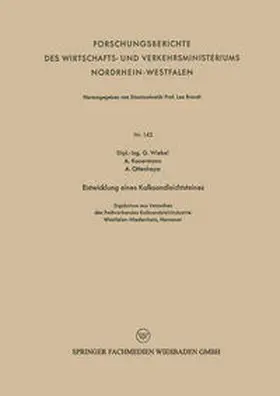 Wiebel | Entwicklung eines Kalksandleichtsteines | E-Book | www.sack.de