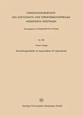 Firma E. Haage |  Entwicklungsarbeiten im Apparatebau für Laboratorien | eBook | Sack Fachmedien