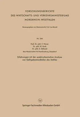 Wever |  Erfahrungen mit der spektrochemischen Analyse von Gefügebestandteilen des Stahles | eBook | Sack Fachmedien