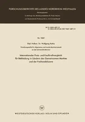 Rothe |  Internationaler Preis- und Kaufkraftvergleich für Bekleidung in Ländern des Gemeinsamen Marktes und der Freihandelszone | eBook | Sack Fachmedien