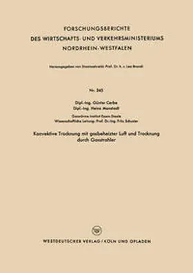 Cerbe |  Konvektive Trocknung mit gasbeheizter Luft und Trocknung durch Gasstrahler | eBook | Sack Fachmedien