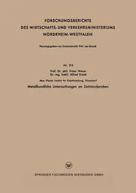 Wever |  Metallkundliche Untersuchungen an Zeitstandproben | eBook | Sack Fachmedien