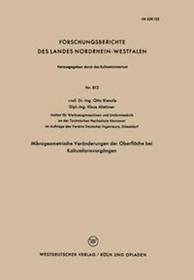 Kienzle | Mikrogeometrische Veränderungen der Oberfläche bei Kaltumformvorgängen | E-Book | www.sack.de