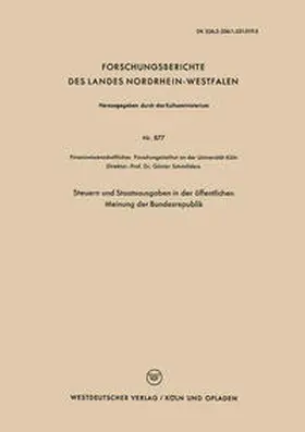Schmölders |  Steuern und Staatsausgaben in der öffentlichen Meinung der Bundesrepublik | eBook | Sack Fachmedien