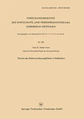 Franz |  Theorie der Elektronenbeweglichkeit in Halbleitern | eBook | Sack Fachmedien