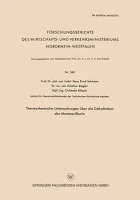 Schwiete |  Thermochemische Untersuchungen über die Dehydration des Montmorillonits | eBook | Sack Fachmedien