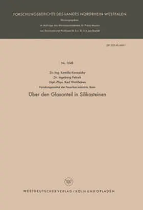 Konopicky |  Über den Glasanteil in Silikasteinen | eBook | Sack Fachmedien