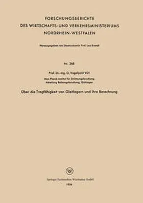 Vogelpohl |  Über die Tragfähigkeit von Gleitlagern und ihre Berechnung | eBook | Sack Fachmedien