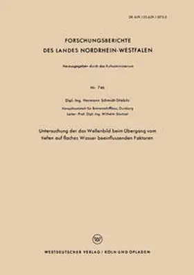 Schmidt-Stiebitz |  Untersuchung der das Wellenbild beim Übergang vom tiefen auf flaches Wasser beeinflussenden Faktoren | eBook | Sack Fachmedien