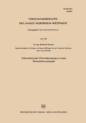 Bressler | Untersuchung des Wärmeüberganges in einem Dünnschichtverdampfer | E-Book | www.sack.de