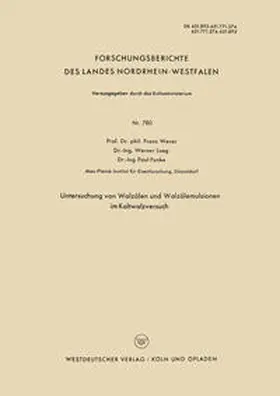 Wever |  Untersuchung von Walzölen und Walzölemulsionen im Kaltwalzversuch | eBook | Sack Fachmedien