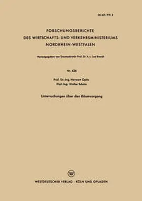 Opitz |  Untersuchungen über den Räumvorgang | eBook | Sack Fachmedien