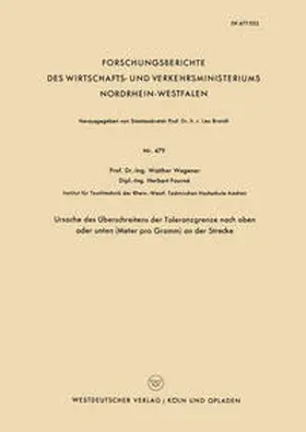 Wegener |  Ursache des Überschreitens der Toleranzgrenze nach oben oder unten (Meter pro Gramm) an der Strecke | eBook | Sack Fachmedien