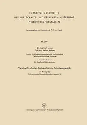 Lange |  Verschleißverhalten hartverchromter Schmiedegesenke im Auftage des Fachverbandes Gesenkeschmieden, Hagen i. W. | eBook | Sack Fachmedien